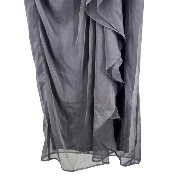 Adrianna Papell 10 gray evening gown formal pintuck ruffle flowy event party - Picture 2 of 10